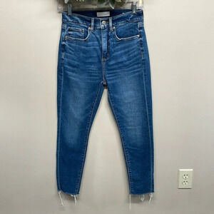 LOFT made and loved The Skinny Denim High Rise Jeans Raw Hem 25/0 Petite